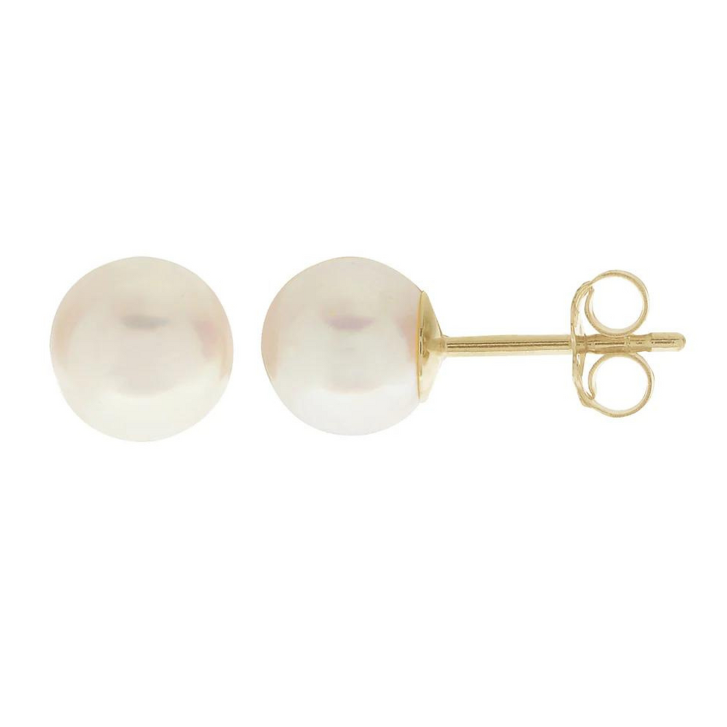 14ky 7mm A Pearl Stud Earrings