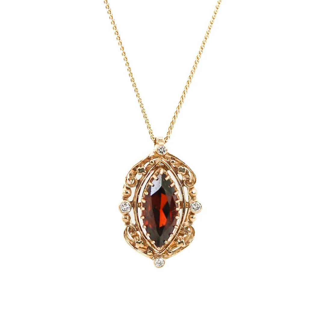 Garnet And Diamond Necklace