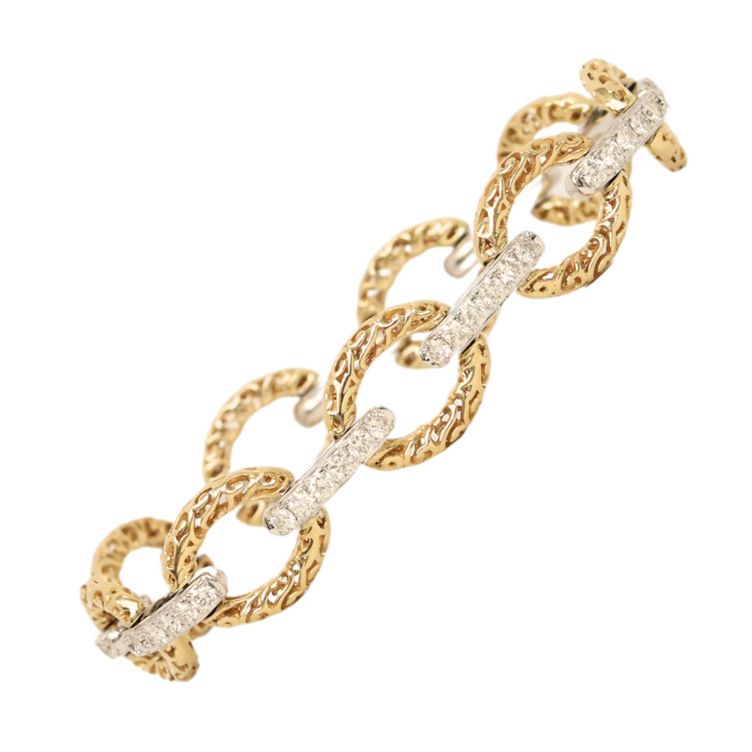 Tutone Diamond Link Bracelet