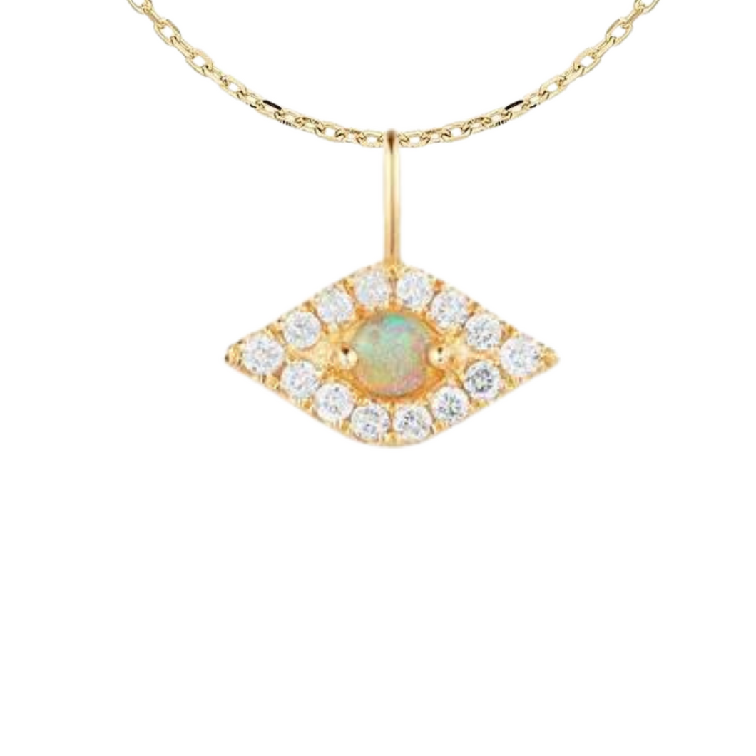 Helene Diamond And Opal Pendant Necklace