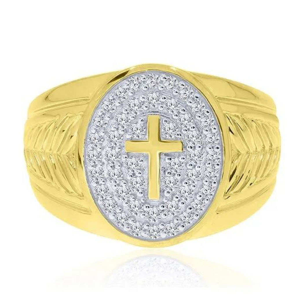 10ky Diamond Cross Ring