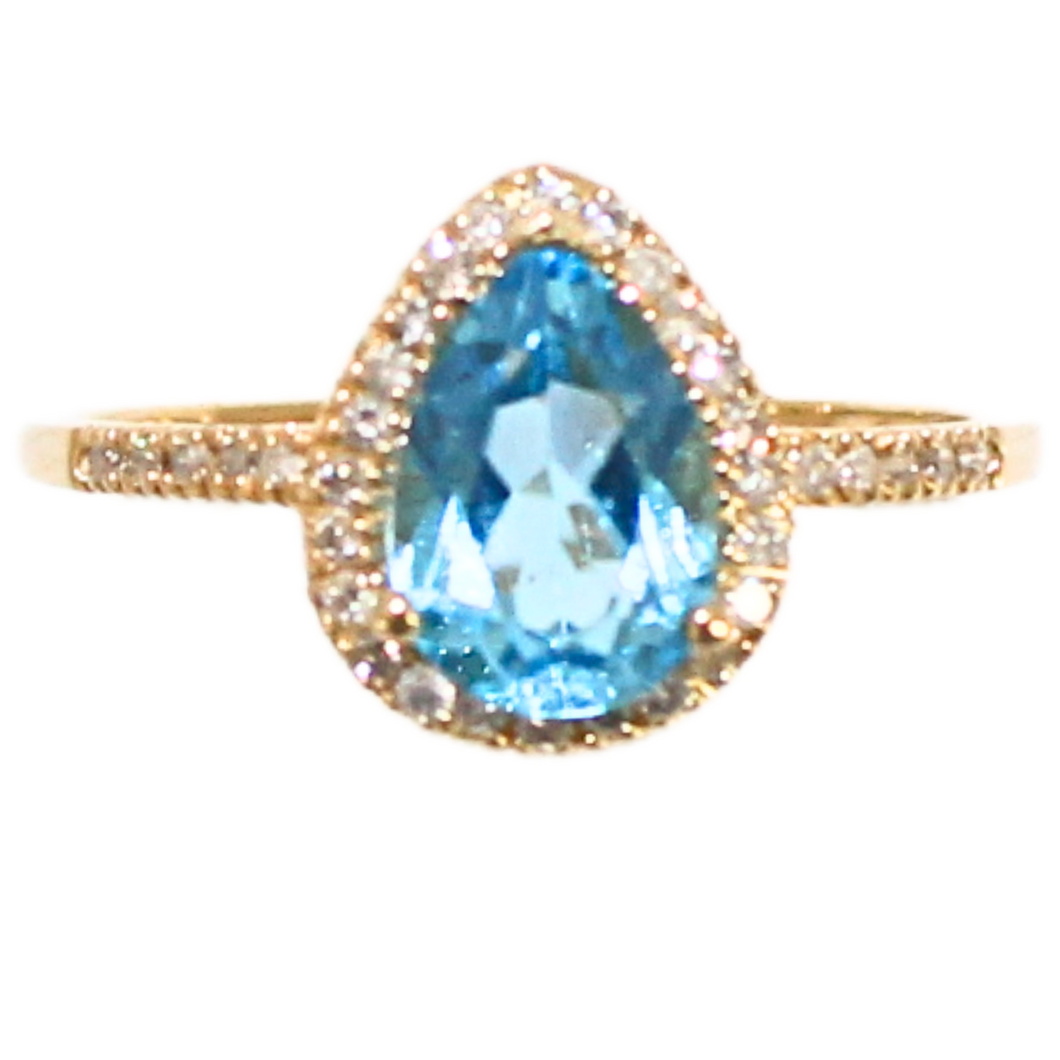 Blue Topaz and Diamond Ring