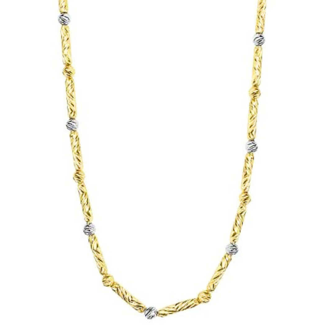 14K Two-Tone Bar & Bead Chain