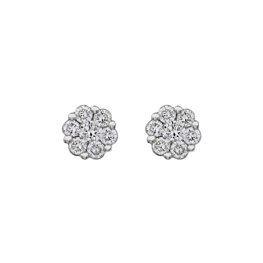 10kw 1/2Ctw Diamond Cluster Earrings