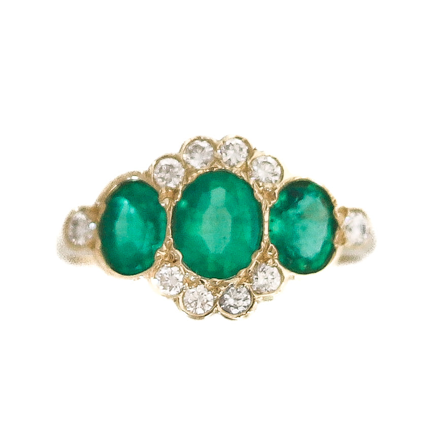 14ky Emerald And Diamond Ring