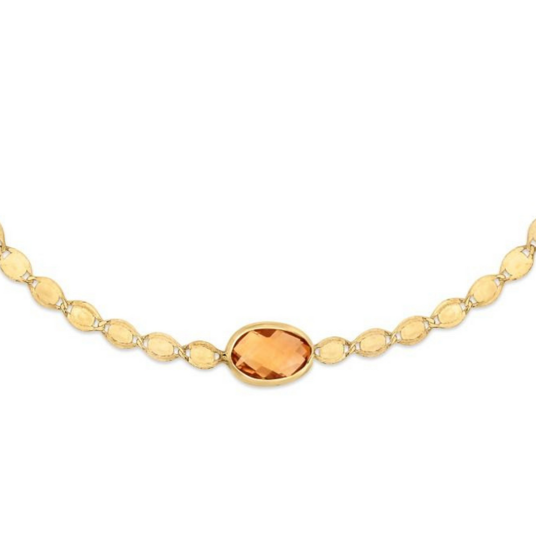 Citrine Mirror Chain Necklace