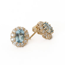 Load image into Gallery viewer, 14ky Aquamarine And .Diamond Earrings
